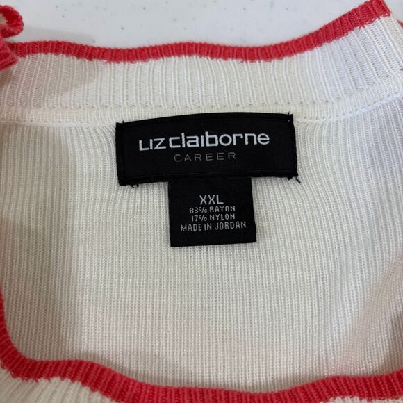 Liz Claiborne NWT Pink White Striped Sweater Women XXL Career Stretch Lightweigh - Picture 6 of 7